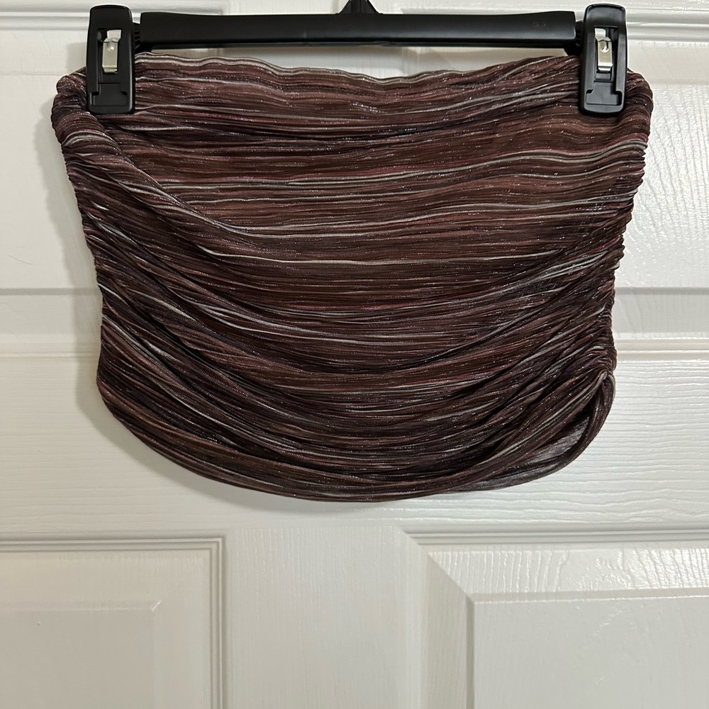 Brown Ruched Bandeau Top